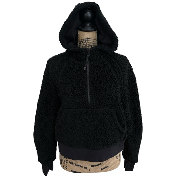 Lululemon Scuba Oversized Sherpa 1/2 Zip Pullover Black Hooded Size XS/Small - Picture 3 of 9